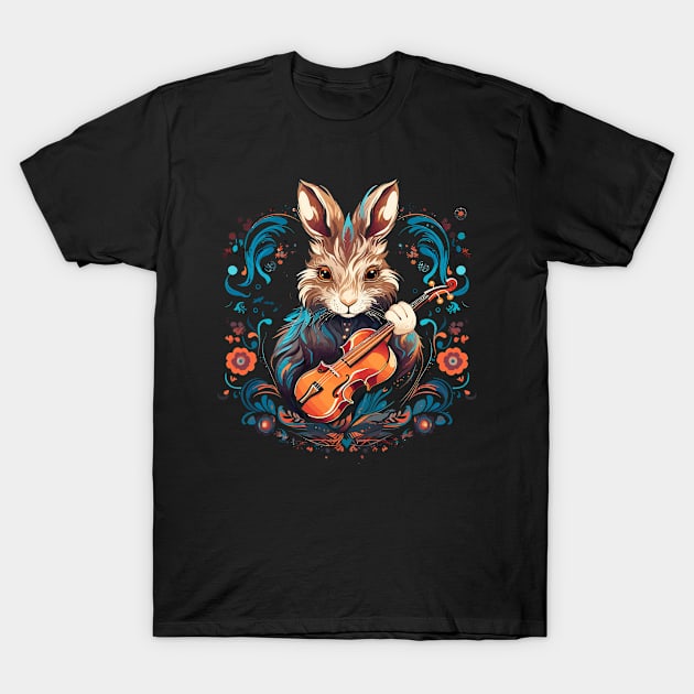 Arctic Hare Playing Violin T-Shirt by JH Mart